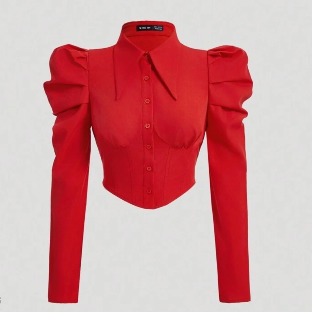 Red Button Up Top